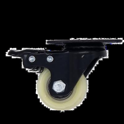 China Other Factory Price White Light Duty 1.5 Inch Flat Bottom Movable Brake Baby Walker PU Caster Wheel for sale