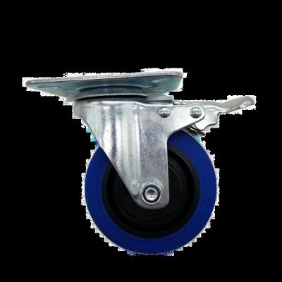 China Blue 4 Inch Portable Quiet Smooth Swivel TPR Factory Outlet Blue 4 Caster Wheel With Brake for sale