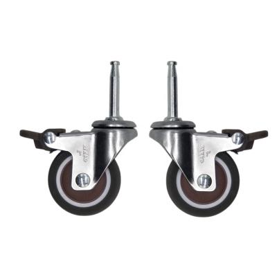 China ODM Customized High Quality Medical 1.5 Inch Flat Stem Medical Tape Caster Wheels With Brake for sale