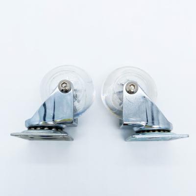 China 2022 newest low noise 1/1.5/2/2.5 inch PU caster wheels, crystal PU furniture wheels for sale