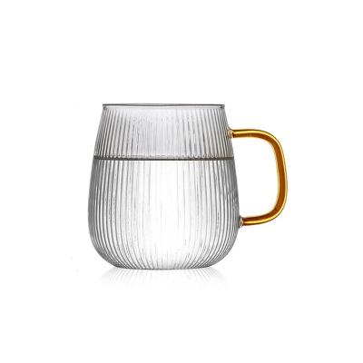 China Classic Rib Glass coffee mug Factory Supply Classical Vertical Stripes Glass Tea Cup for sale