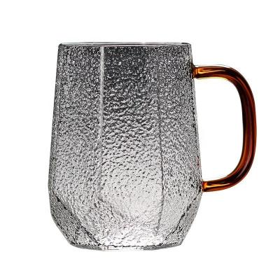 China Diamond Pattern Clear Glass Coffee Mugs  Borosilicate LHDW018 All-Season for sale