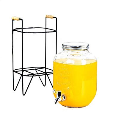 China 4Liter Metal Stand Rack Mason Jar Drink Dispenser with Screw Lid 1 Gallon Te koop