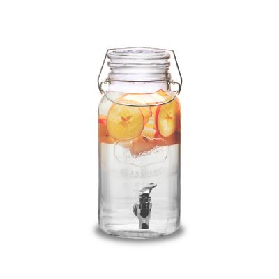 China Classic 8L Masong Drink Jars with Spigot 2 Gallon Glass Beverage Dispenser with Metal Wire Stand Rack à venda