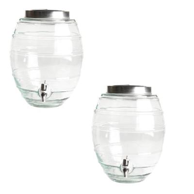 China Retro Style Mason Jar Drink Dispenser 2 Gallons Metal Lid Rustic Glass LHBD016 for sale