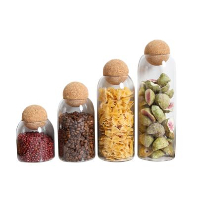 China Glass Jars with Airtight Ball Cork Lid Borosilicate Glass Storage Bottle Jars Food Storage Canisters à venda