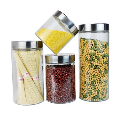 China Classic Pattern Cylinder Glass Container Jars Fine Glass Canister from China Glass Factory à venda