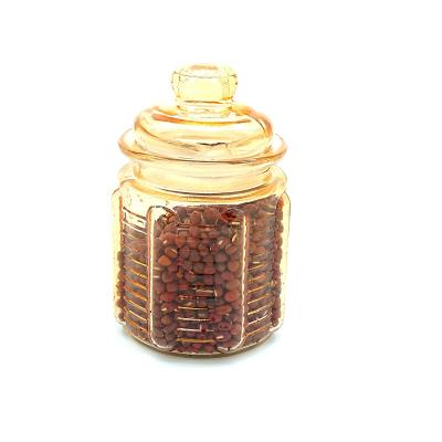 China Yellow Painted Glass Condiment Jars LHKS026 All-Season Transparent for sale