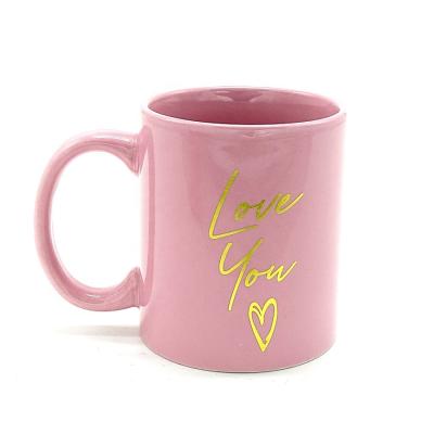 China Golden Pink Ceramic Coffee Cup 16oz Modern Style LHCM063 All-Season à venda