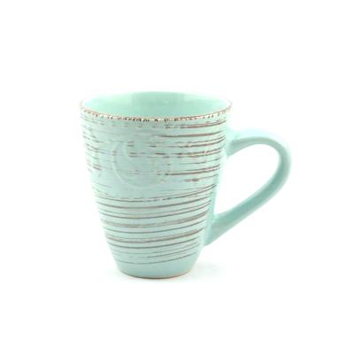 China Cute coffee mugs Teal Green Rustic Ceramic Coffee Mugs 13oz for sale