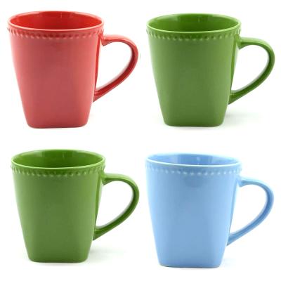 China Unique Design Pearl Rim Ceramic Coffee Mugs 12oz Sage Green mugs coffee cups Te koop