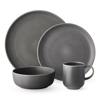 China 16piece Matt Stoneware Dish Set Grey Slate On-glazed Sustainable for sale