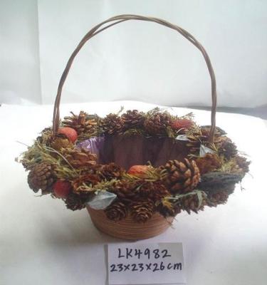 China Handmade basket,artificial crafts for holiday gifts ornaments and decoration,branches and bark and seeds made for sale