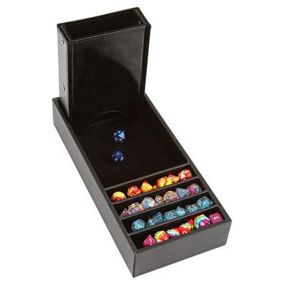 China 3 in 1 Die Cut Tray DND Dice Box Velvet Rolling Die Storage Tray Board Games PU Leather Fold Up Die Tower for sale