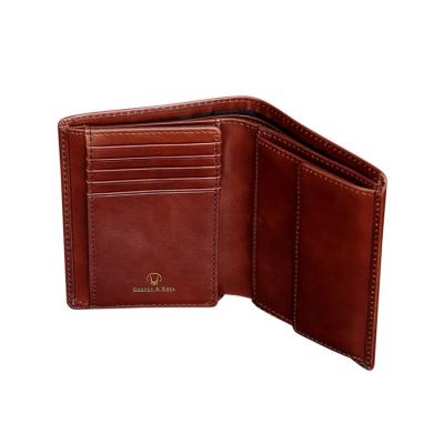 China Full Grain Men's Coin Flipout Handmade Bifold Window ID Handmade Designer Wallet Genuine Leather for sale