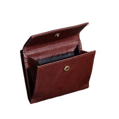 China Button Closure Cash Coin Purse Mens Front Pocket Genuine Leather Wallet Handmade Card Holder for sale