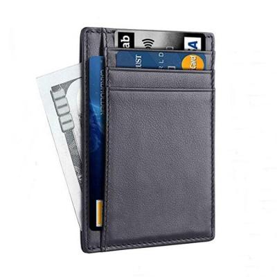 China Minimalist Slim Front Pocket RFID Blocking Leather Wallets For Women Men for sale