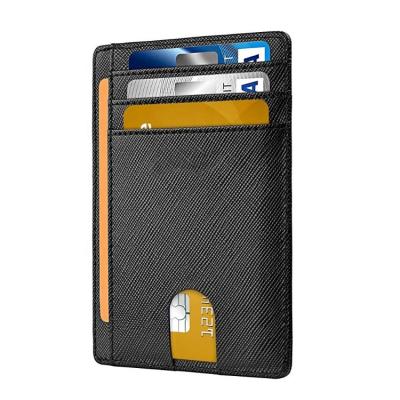 China Minimalist Slim Front Pocket RFID Blocking Leather Wallets For Women Men for sale