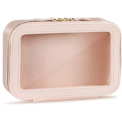 China Fashion Sublimation Pink Luxury Cute Women Waterproof Transparent Clear Travel Makeup Bag Custom Made for sale