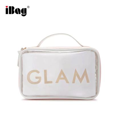 China Simple Logo Cinch-Top Closure Glam Squad Custom Makeup Style Cosmetic Bag 2 Pieces Bag Set for sale