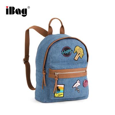 China Customized Embroidery Waterproof Logo Patch No Boundaries Denim Mini Dome Handbag Backpack for sale