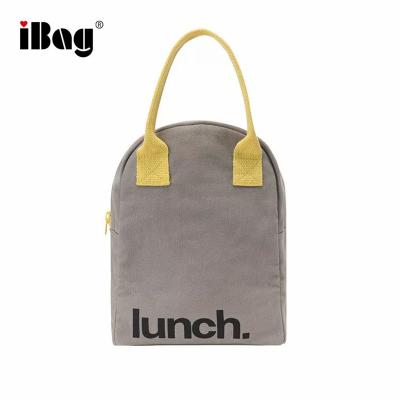 China Cotton Cooler Bag Mini Portable Gray Waxed Canvas Cute Cooler Lunch Bag for sale