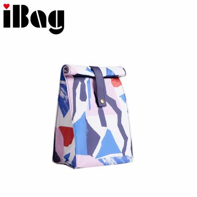 China Newest Design Desktop Cylinder Waterproof Cotton Canvas Breastmilk Geometric Cooler Bag for sale