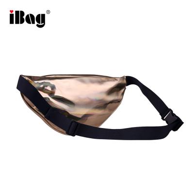 China Retro Water Proof Gold Shiny Hologram Bum Bag Waist Pouch Fanny Pack Rave Festival Metallic for sale