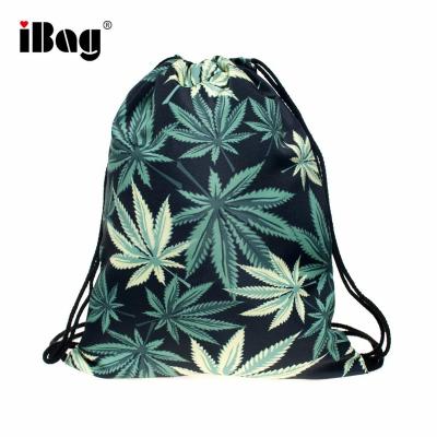 China 3D universe hot sale girls' sublimation fabric drawstring nylon shoe bag with palm pattern for sale