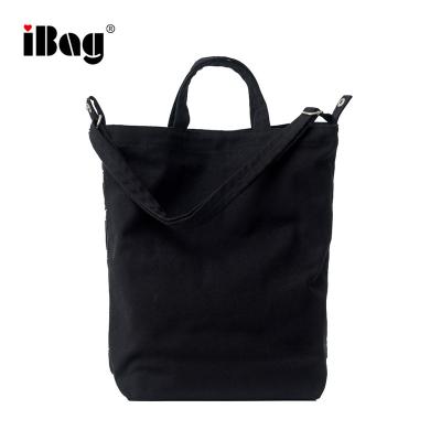 China Women Famous High Quality Eco-friendly Classic Style Brand Canvas Cotton Tote Bag Custom Print Duck Daily Black Bag for sale