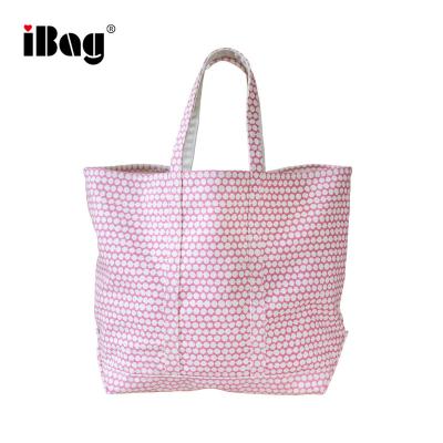 China Wholesale Pink Laminated Tote Bag Canvas Bag Ladies Cotton Shopping Bag High Capacity Travel Tote for sale