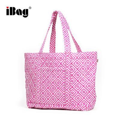 China Tote Bag Hot Sell Large Canvas Weekend Brander Quilted Knitting Quilted Tote Bag for sale