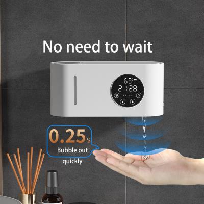 China Modern Digital Temperature And Time Display Wall Mounted Touchless Automatic Foam Soap Dispenser for sale