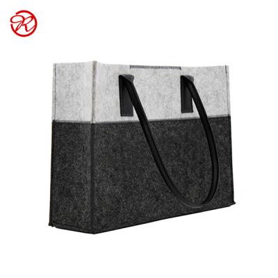 China 100% Polyester Fabric Large Capacity Eco-friendly Women Felt Bag Felt Fabric Bag Handle Shopping Bag for sale