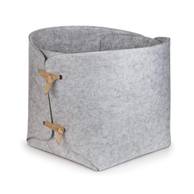 China Custom Felt Storage Viable Promotional Felt Storage Bin Bag Large Felt With Natural Tan Suede Ties for sale