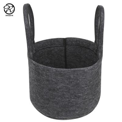 China Casual gray felt laundry storage basket shopping basket firewood basket felt storage box with handle for sale