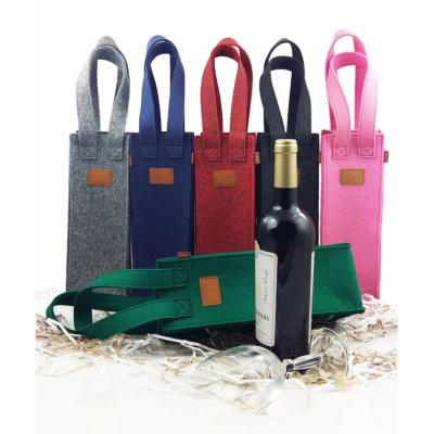 China Safety Felt Bag Bottle Wine Bottle Bag Felt Tote Bag With Custom Color for sale