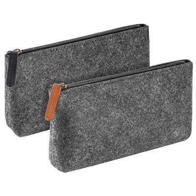 China Lightweight Gray Felt Zipper Pouch Felt Bag Pouch Zipper for sale