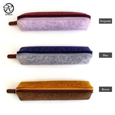 China Customized Design Felt Promotion Stationary Fashion Pencil Case Bag Pen Holder Felt Pencil Case With Zipper for sale