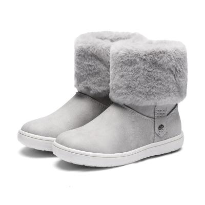 China LEA Customizable Latest Gray Color Fur Thermal Girl Boots Warm Fluffy Fur Snow Kids Boots for sale