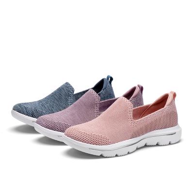 China Fashion Trend OEM Stylish Summer Women's Casual Shoes Breathable Knit Walking Loafer Shoes Slip On Shoes Women for sale