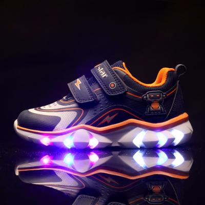 China New Design Hook And Loop Kid Light Luminous Led Toddler Shoes Glow In The Dark Lighting Shoes For Kids for sale