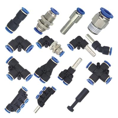 China PU Union Straight Black Tube Connector Quick One Touch Push In Plastic Hose Air Push In Fittings Reduction for sale