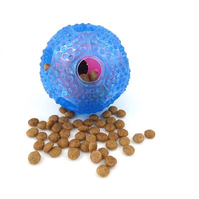 China Educational Stocked Pet Toy, Rubber Leakage Food Football Soft Pet Balls Toys For Dogs And Cats for sale