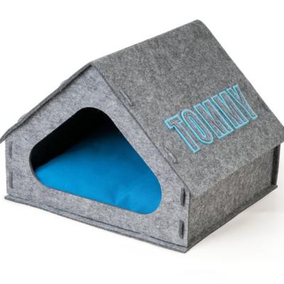 China Travel customized Gray Modern Pet House. Comfortable Soft Pet Bed Felt Cat House Small Dog House Felted Pet Bed for sale