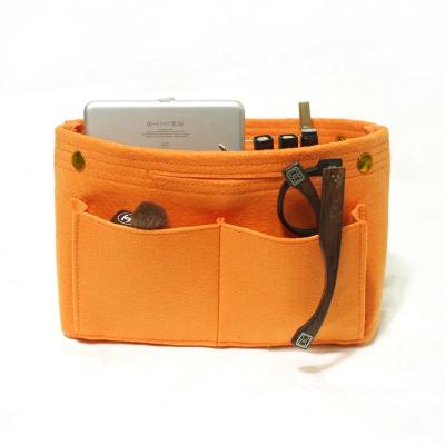 China Fashion Bag Felt Orange Yellow Felt Handbag Insert Recycled Felt Bag Women Felt Bag Organizer for sale