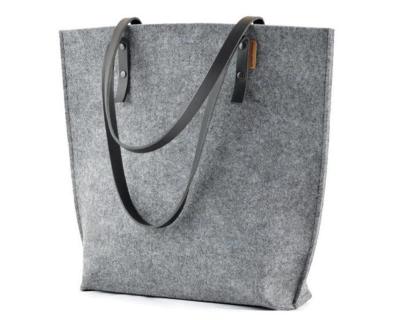 China Fashion Fashion Leather Handles Felt Tote Bag For Women Gift For Christmas Gift for sale