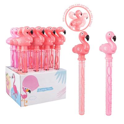 China Outdoor Game Wedding Plastic Bubbles Magic Wand Toys 38cm Flamingo Soap Stick Bubble Toy Wholesale Bubble Tube For Kids Outdoor Play for sale