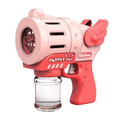 China 2021 New Summer Game Bubble Gun Battery Operated Outdoor Bubble Blaster Blower With Bottle Solutions For Kid Summer Outdoor Play Party for sale