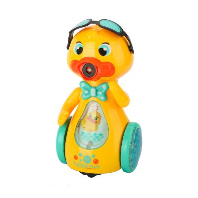 China Blow Bubbles Outdoor Battery Powered Kids Bubble Blower Duck Bubble Machine Toys Automatic Toys Kids Bubble Blower With Sound And Light for sale